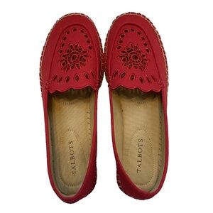 Talbots Izzy Scallop Eyelet Canvas Espadrilles Shoes Red Women Size 9 NEW